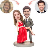 Mujer Vestida de Rojo Bailando con un Hombre de Traje Muñecos Personalizados 3d Regalo de San Valentín