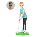 Señora Bonita Jugando al Golf Figuras Personalizadas 3d a Partir de Fotos con Base Grabado