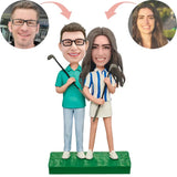 Pareja Jugando al Golf Muñecos Personalizados 3d con Texto Grabado