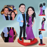 Pareja Enamorada Figura de Bobblehead Personalizada con Texto Grabado