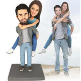 Pareja Enamorada Figura de Bobblehead Personalizada con Texto Grabado