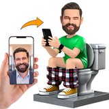 Figuras Personalizadas 3d a Partir de Fotos Hombre Divertido Sentado en un Inodoro Jugando con el Teléfono