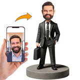 Hombre de Negocios que Sostiene el Maletín Figuras Personalizadas para Regalar con Texto Grabado