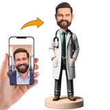 Médico Varón con Estetoscopio Figuras Personalizadas Profesiones con Texto Grabado para Regalar