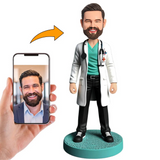 Doctor Masculino en Bata Blanca Figuras Personalizadas Profesiones con Texto Grabado para Regalar