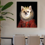 Personalized Pet Portrait Framed Canvas Dog Cat In Costume Renaissance Style on Canvas Wall Art