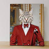 Custom Pet Portait Canvas Print Gentleman Dog cat Portait Wall Art Decor Canvas