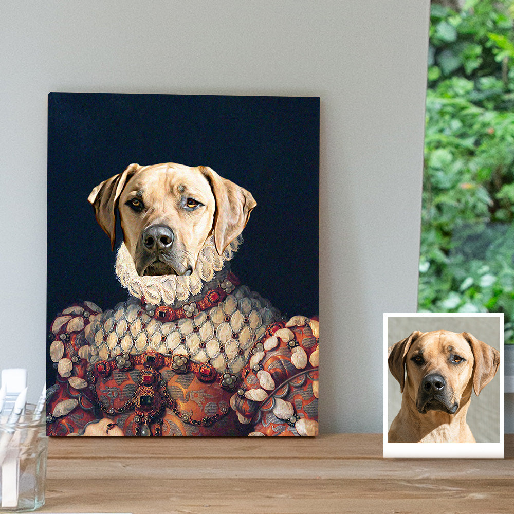Personalized Pet Portrait Framed Canvas Dog Cat Canvas Wall Art Decor