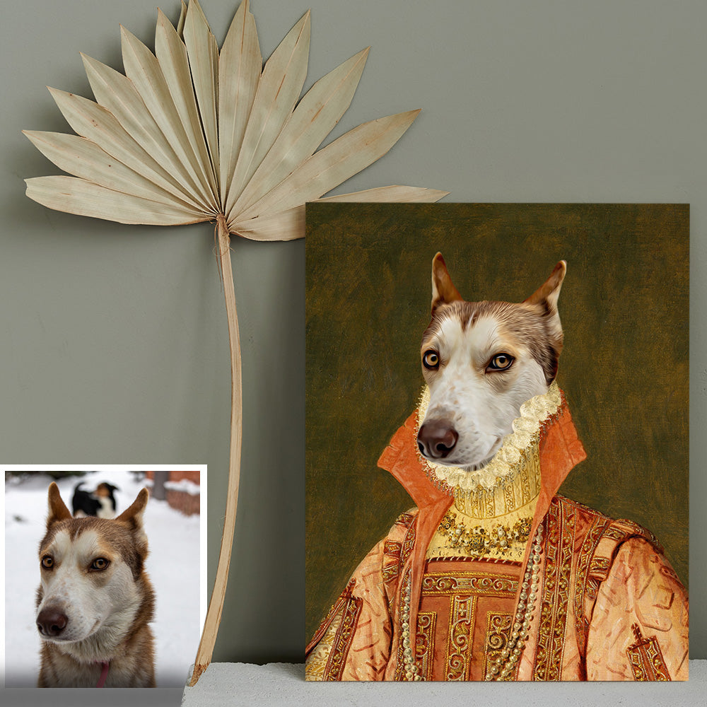 Custom Pet Portrait Painting Dog and Cat Renaissance Style on Canvas Customized Memorial Gift