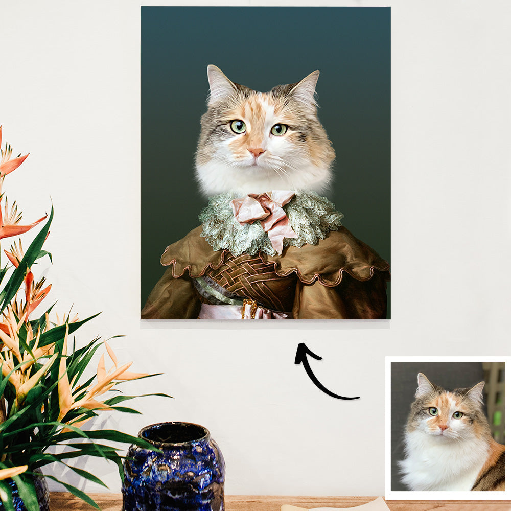 Gift for Pet Lover Custom Pet Portrait Painting Dog Cat Renaissance Style on Canvas Wall Art Decor