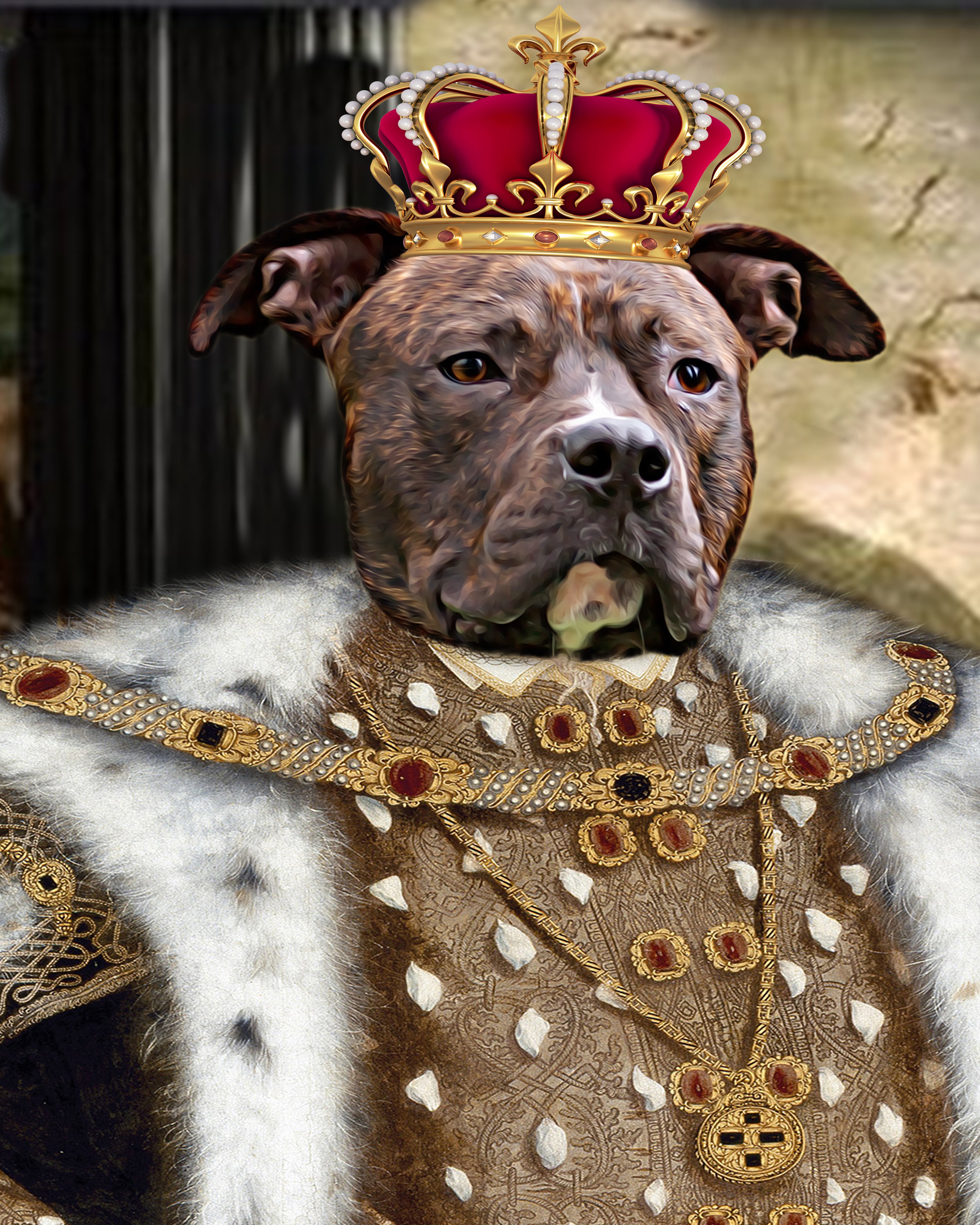 Custom King Pet Animal Portrait Canvas Personalized Animal Portrait